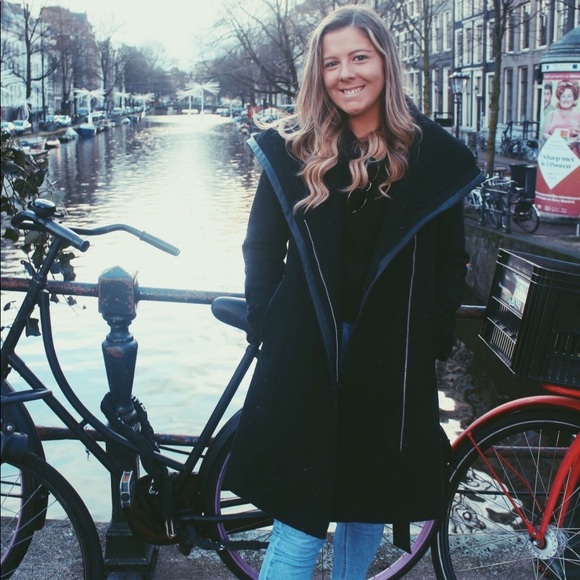 Vince Camuto Jackets & Blazers - Vince Camuto Faux-Leather Trim Asymmetrical Coat